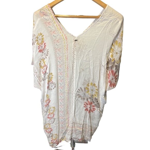 O’Neill White Floral Bohemian V Neck Butterfly Sleeve Swimsuit Coverup Sz S - Picture 2 of 10